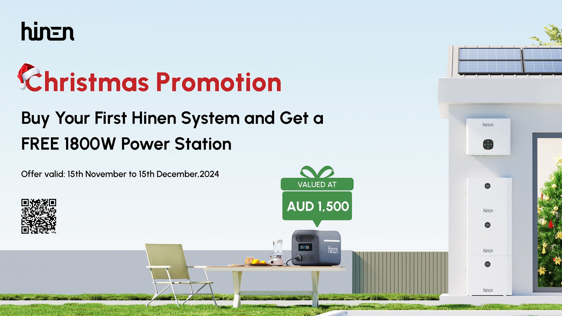 Hinen Australia's Grand Christmas Promotion Officially Launches, Buy Your First Hinen System and Get a FREE 1800W Power Station Valued at AUD 1,500